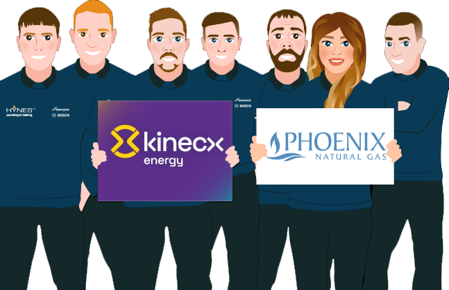 Heating engineers working with Kinecx energy and phoenix natural gas Belfast